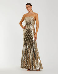 Gold Strapless Sequin Trumpet Gown