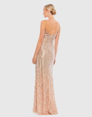 Gold Sequin Spaghetti Strap Gown