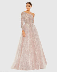 Embroidered One Shoulder Bodice Ballgown - FINAL SALE