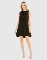 Black Sleeveless Bow Detail Tiered Hem Dress - FINAL SALE