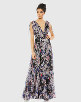 Black Floral Tie Shoulder V-Neck Maxi Dress - FINAL SALE