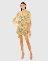 Gold Geometric Sequin Robe Dress