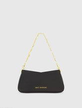 Black Small Gold Strap Nappa Leather Shoulder Bag