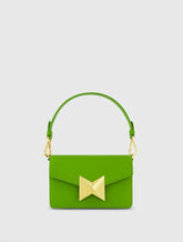 Green Mini Leather Shoulder Bag With Gold Hardware