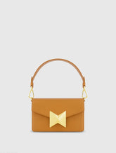 Brown Mini Leather Shoulder Handbag With Gold Hardware - FINAL SALE