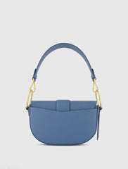 Blue Grain Leather Saddle Bag With Gold Hardware - FINAL SALE