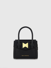 Black Small Leather Tote Bag With Gold Hardware - FINAL SALE
