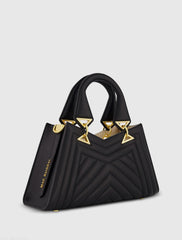 Black Quilted Napa Leather Angular Handbag