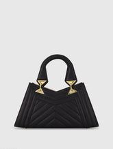 Black Quilted Napa Leather Angular Handbag