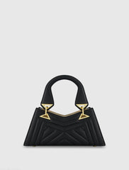 Black Angular Quilted Napa Leather Handbag