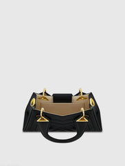 Black Angular Quilted Napa Leather Handbag