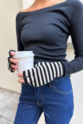 Fingerless Wool Striped Gloves
