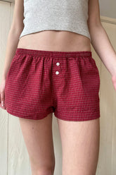 Keira Red Plaid Sweatshorts