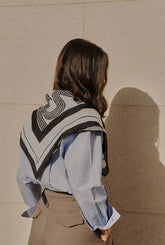 Monogram Border Print Scarf - Black and White