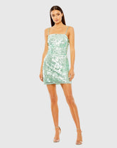 Green Slim Strap Paillette Sequin Mini Dress - FINAL SALE