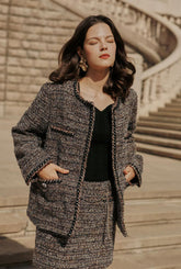 Charmaine Oversized Wool Tweed Coat - Charcoal