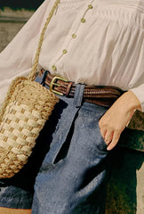 Walnut Woven Belt with Brass Buckle