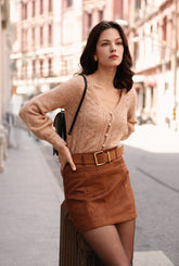 Ashton Mini Suede Skirt - Caramel