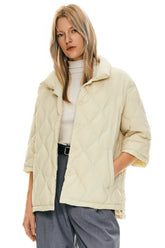 Down Puffer Jacket Three-quarter Sleeves Lightweight Oversized