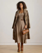 Buckle-Trim Rib-Knit Midi Dress