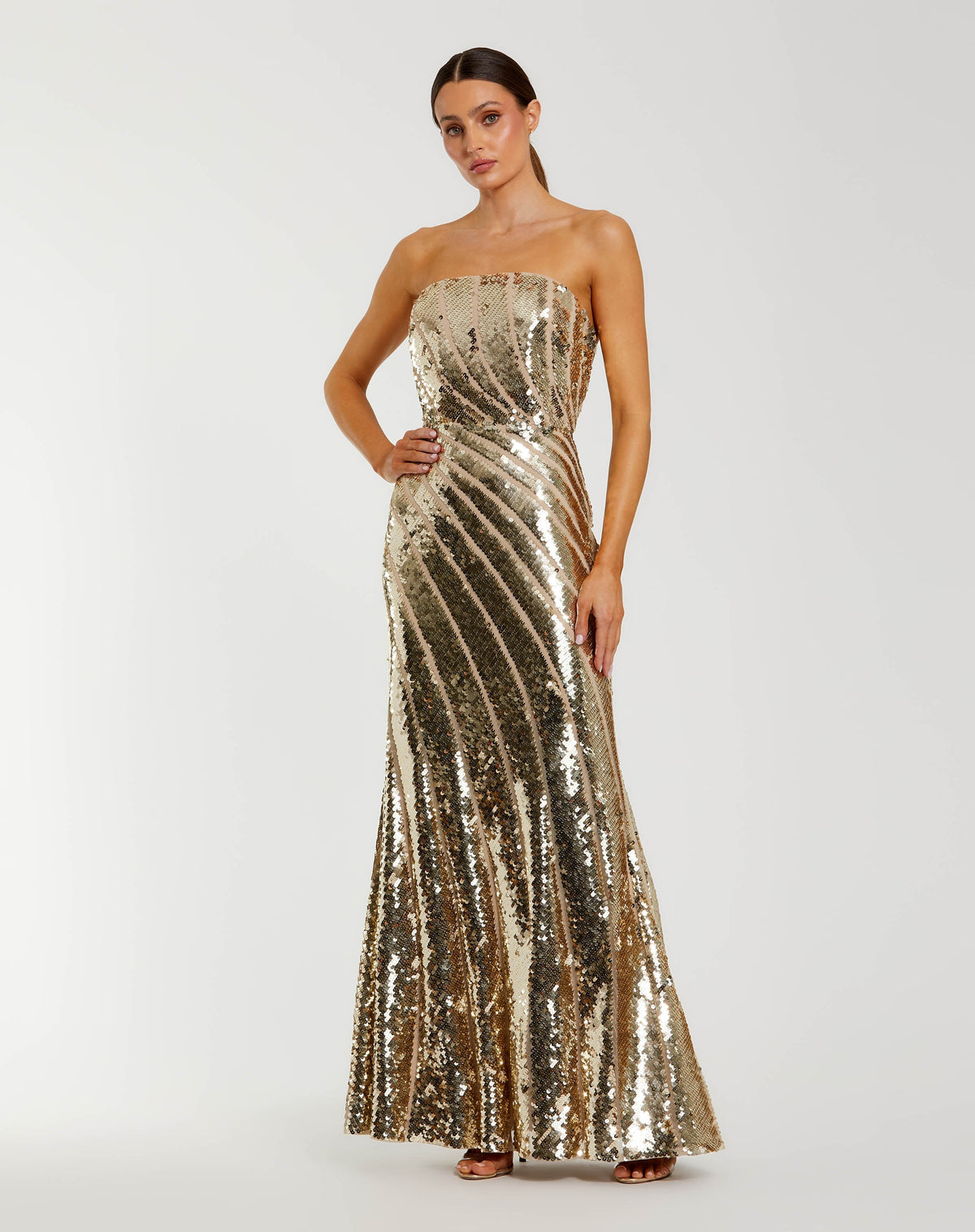 Gold Strapless Sequin Trumpet Gown