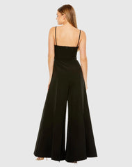Black Spaghetti Strap Beaded Bustier Top Jumpsuit