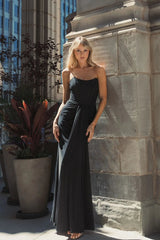 Black Strapless Corset A-Line Jersey Gown