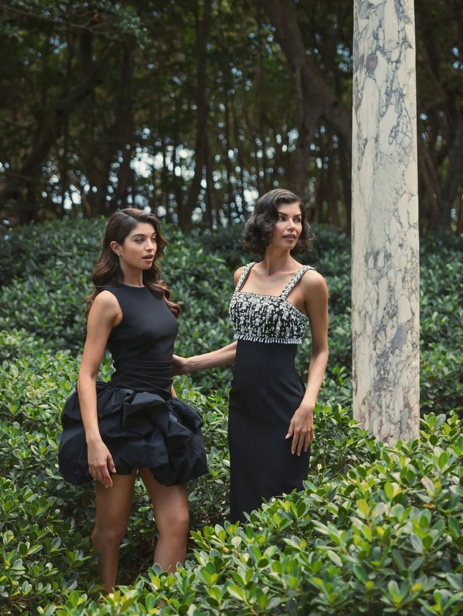 Black Wide Strap Embellished Top Midi Dress