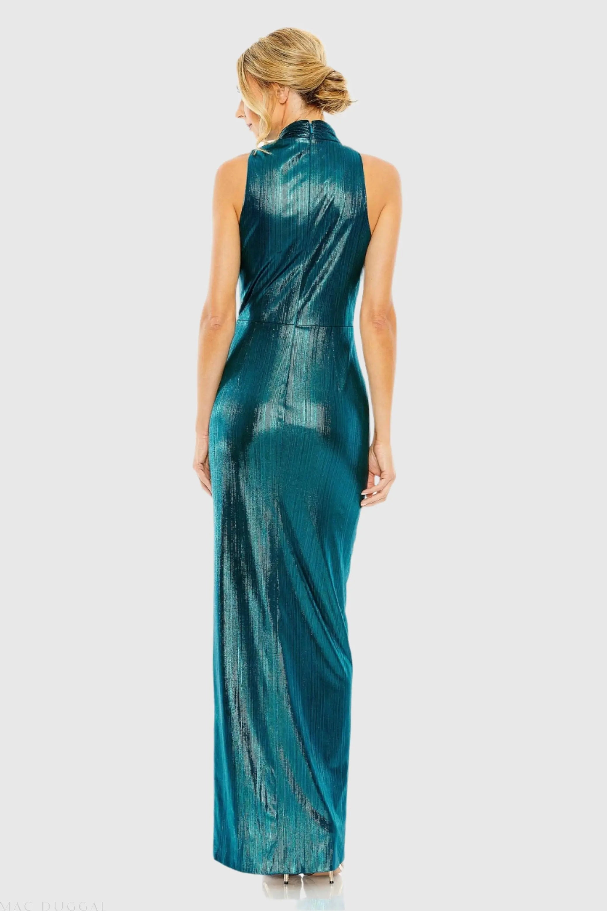 Teal High Neck Sleeveless Gown - FINAL SALE