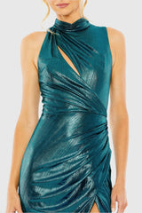Teal High Neck Sleeveless Gown - FINAL SALE
