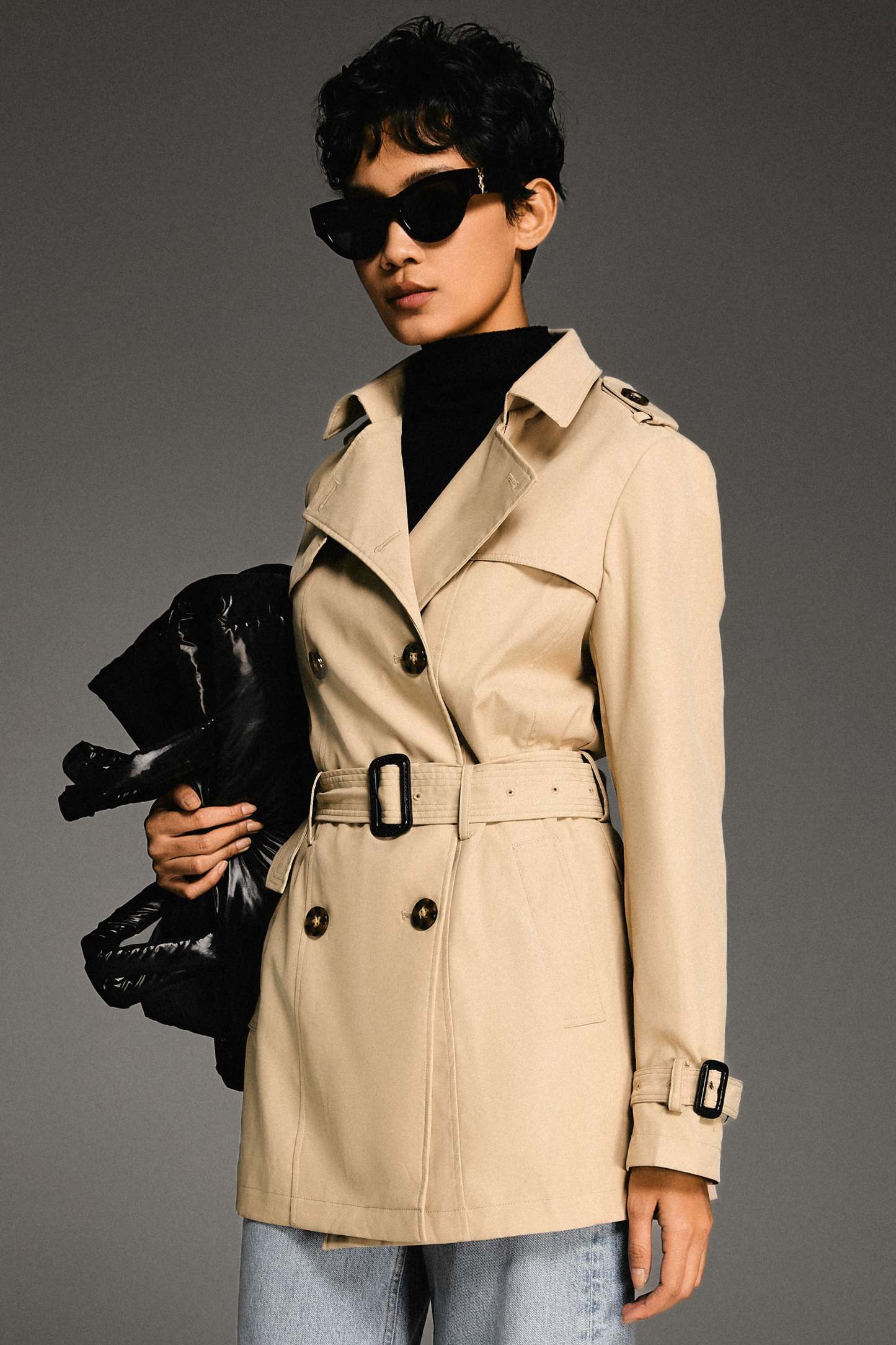 3/4 Double-Breasted Short Hudson Trench