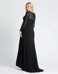 Black Sequin Lace Evening Gown (Plus)