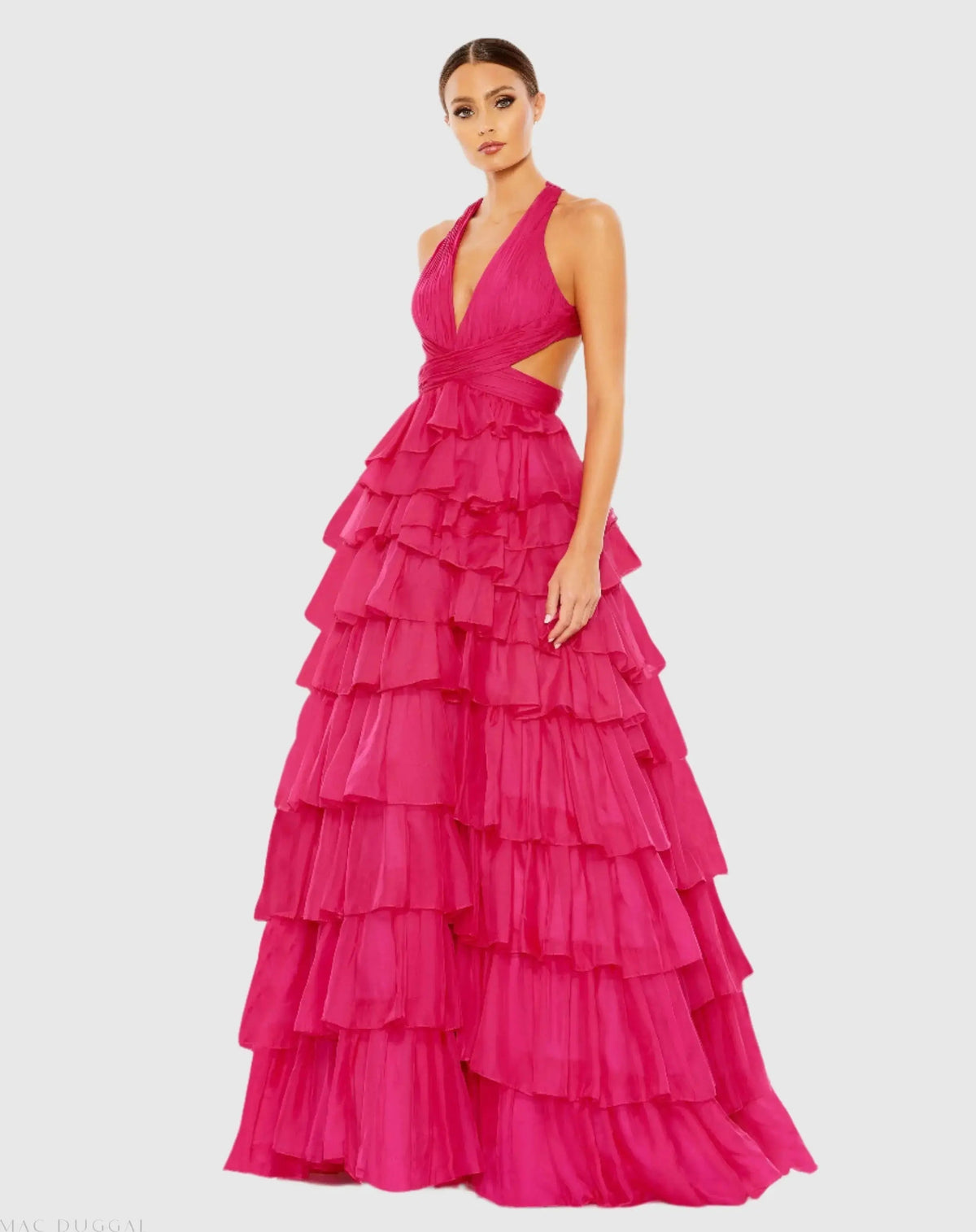 Chiffon Layered Cut Out Ballgown