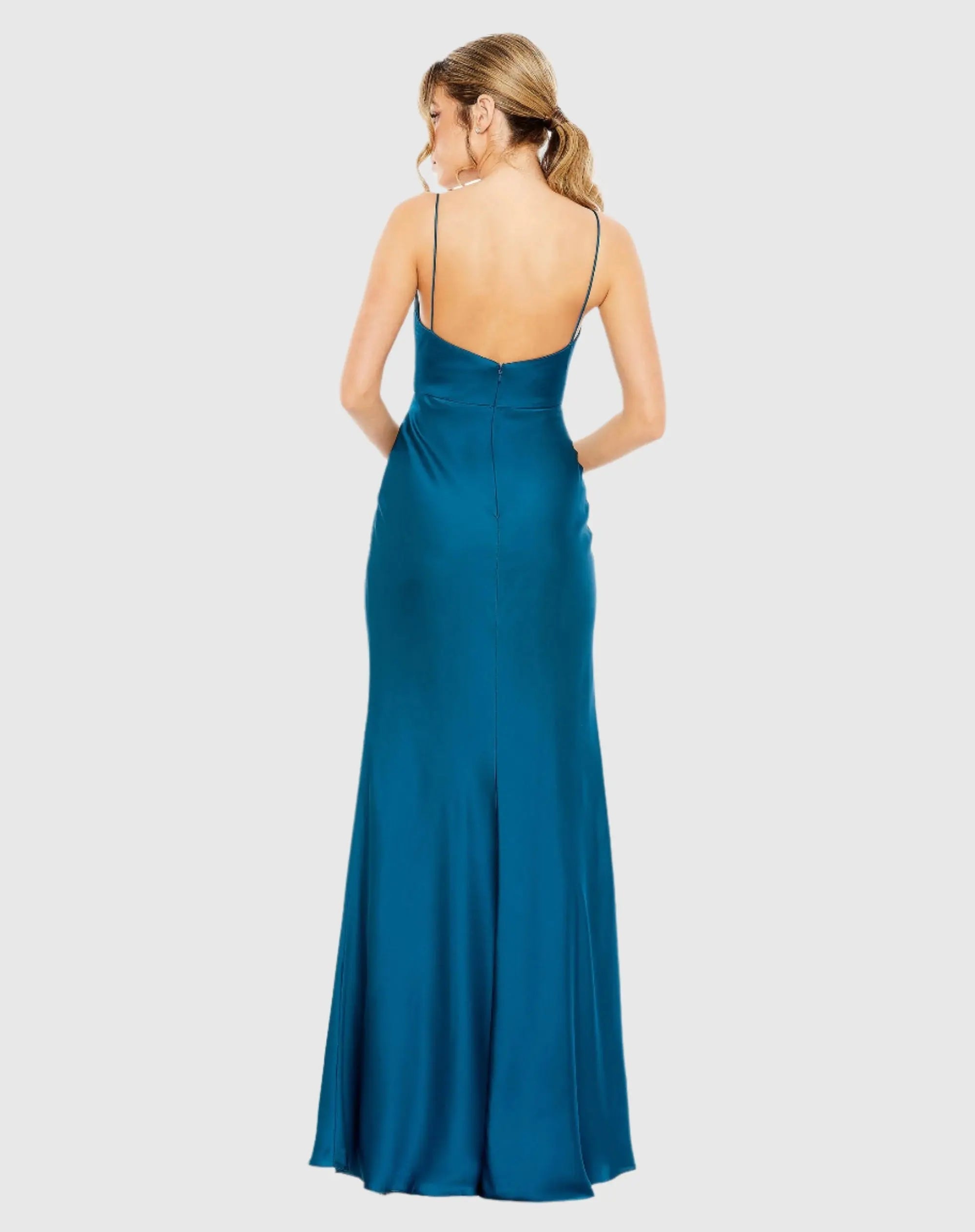 Blue Tie Front with Keyhole Detail Gown
