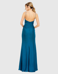 Blue Tie Front with Keyhole Detail Gown