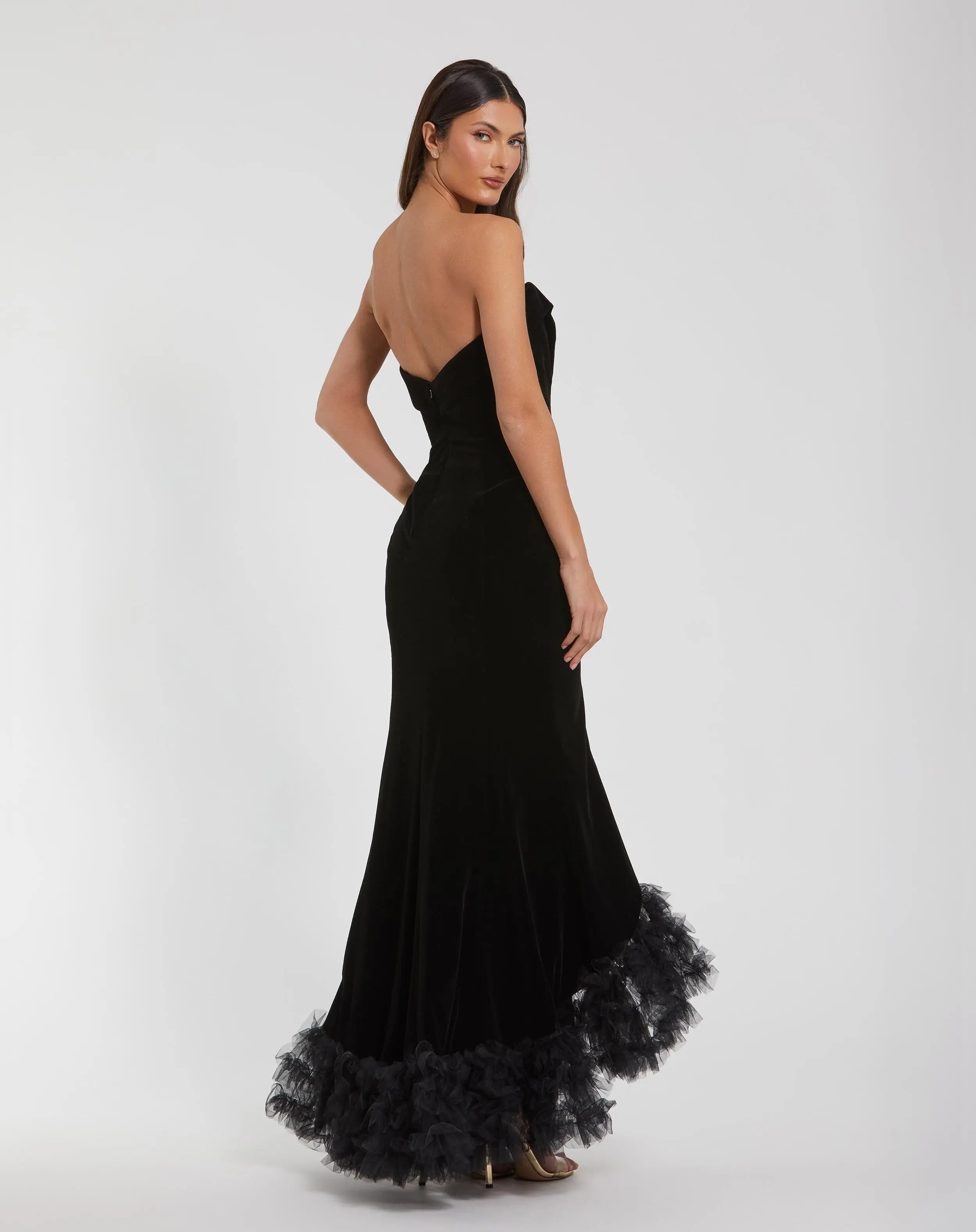 Black Strapless Velvet Mermaid Gown
