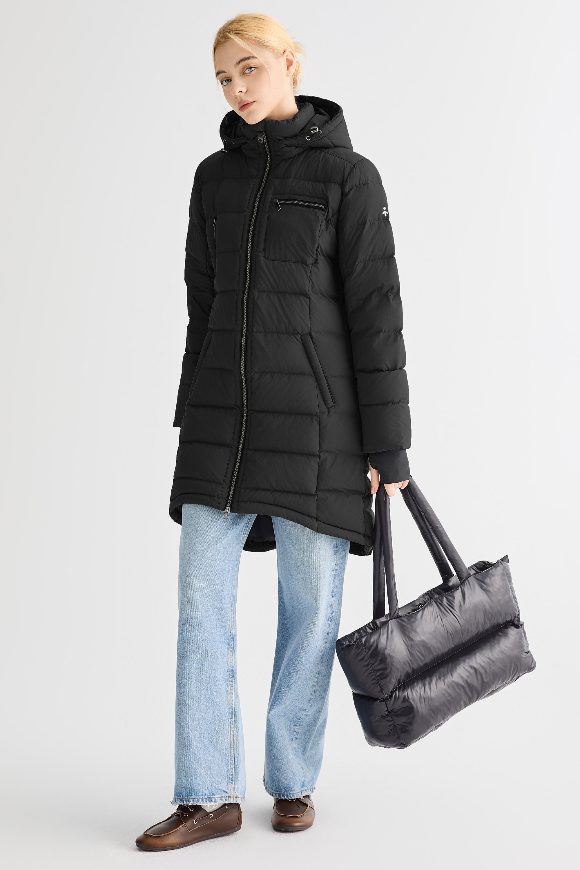 Slant Pocket Zip up Puffer Down Coat