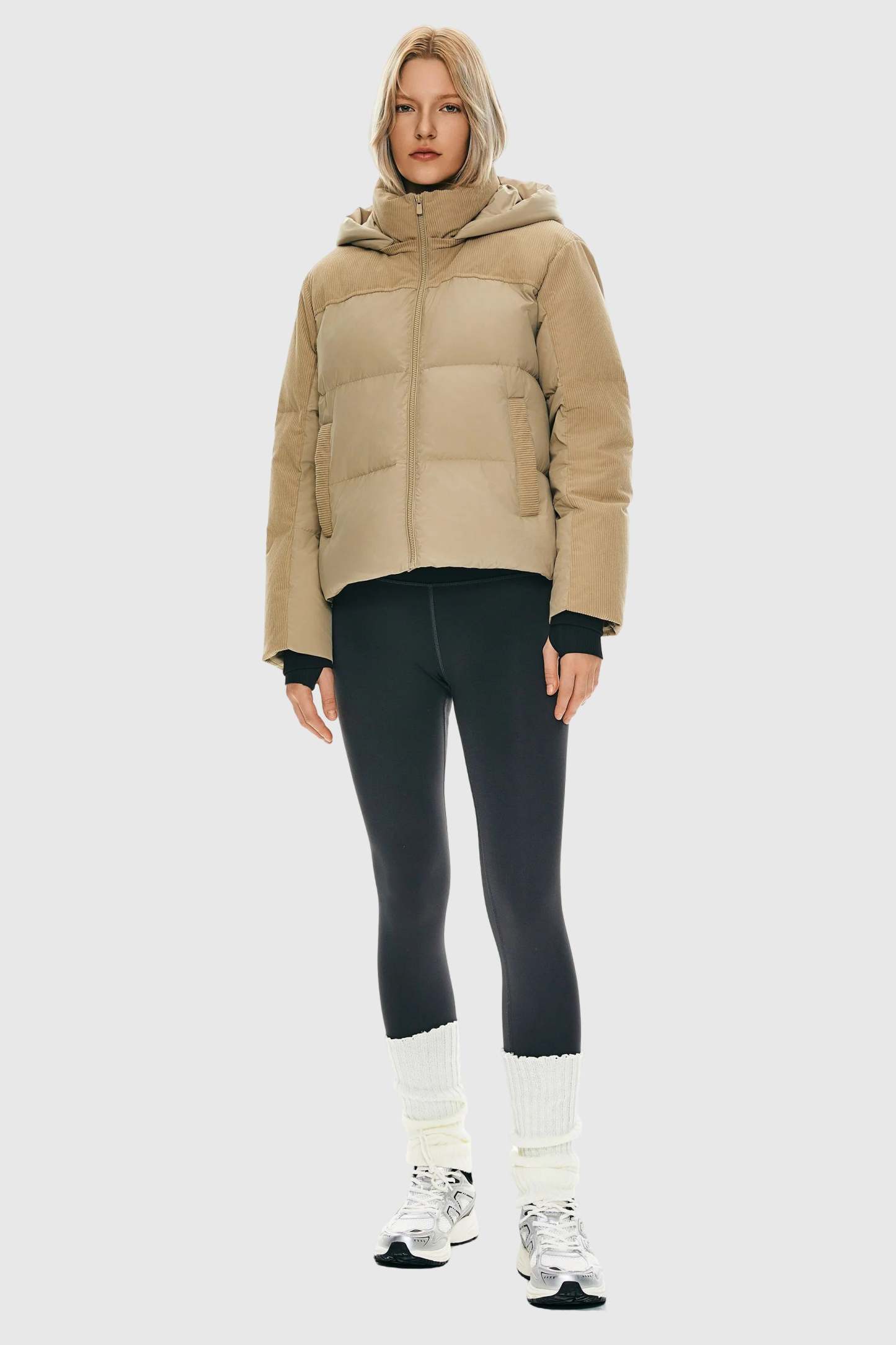 Cropped Down Puffer Jacket Winter Hooded