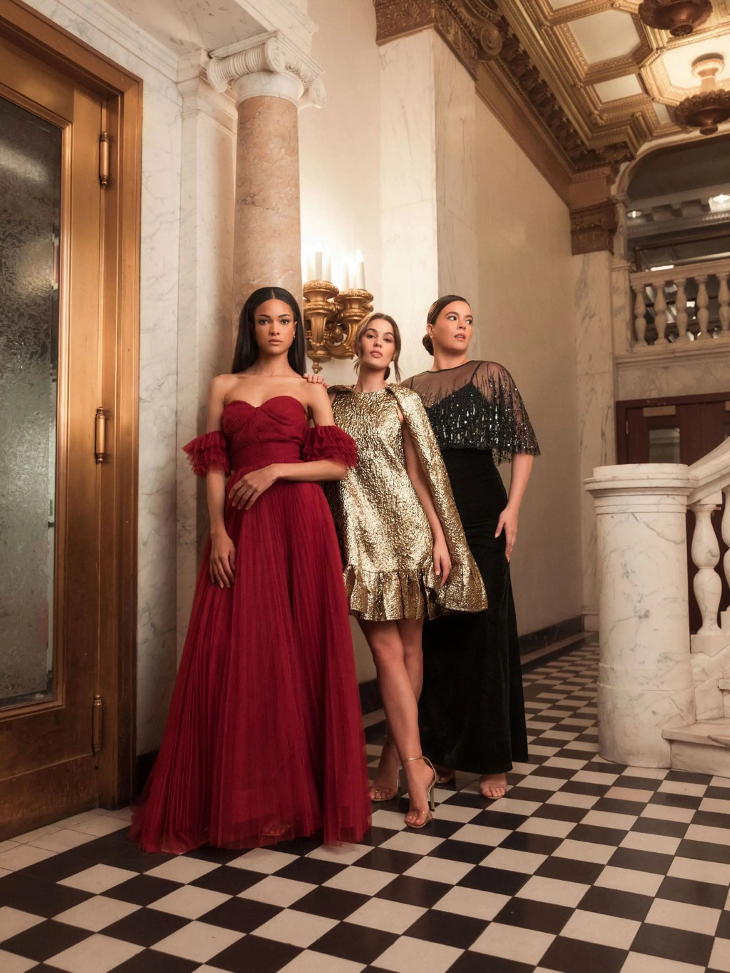 Black Sleeveless Velvet Gown With Embellished Cape (Plus)