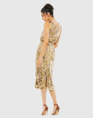 Gold Hand Beaded High Neck Midi Dress - FINAL SALE