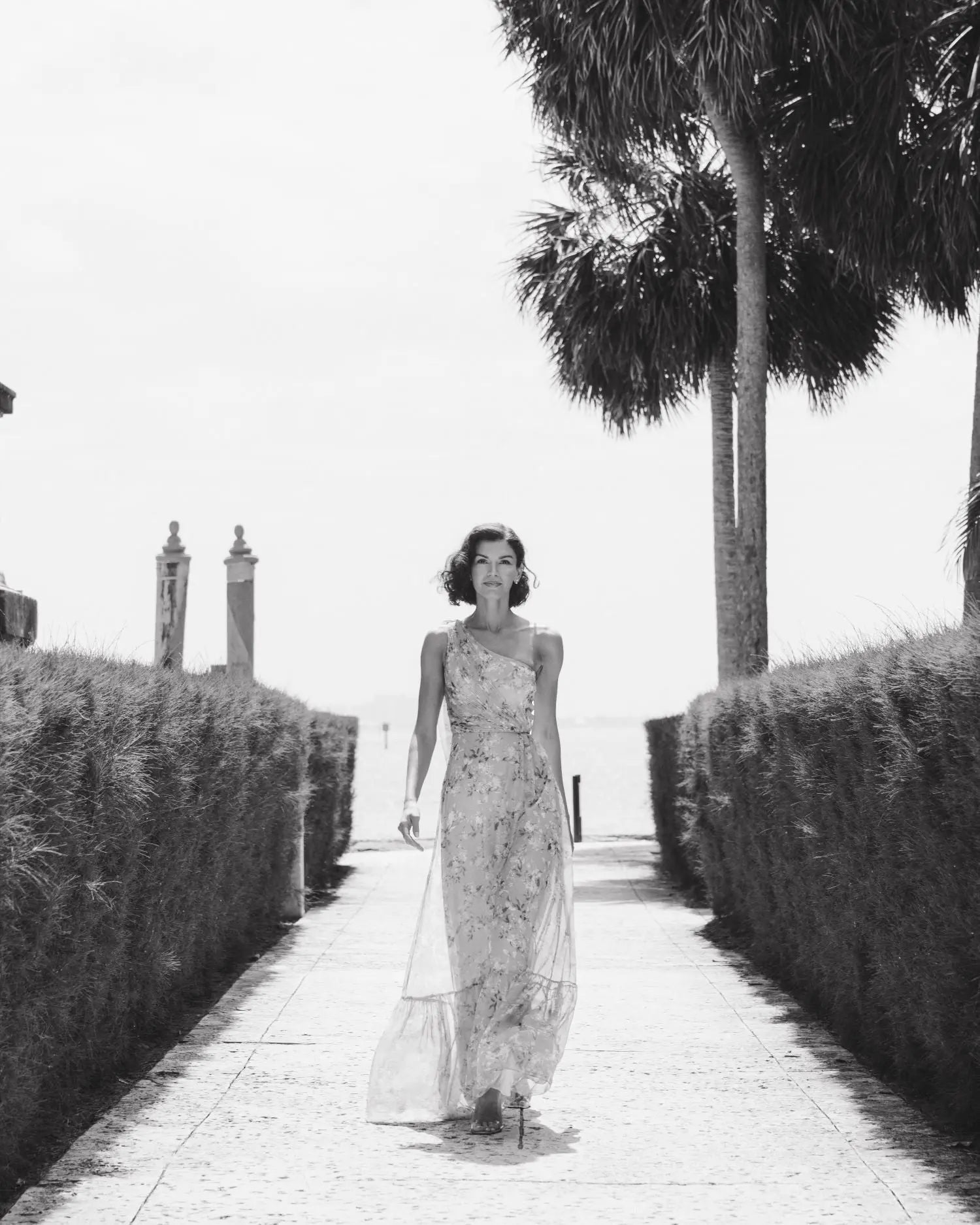 Yellow Floral One Shoulder Bow Maxi Dress