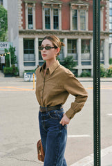 Brenda Cotton Blend Shirt - Olive Brown