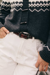 Brown Textured Leather Belt