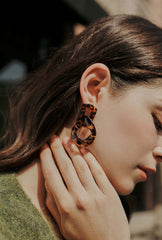 Brown Tortoise Statement Earrings