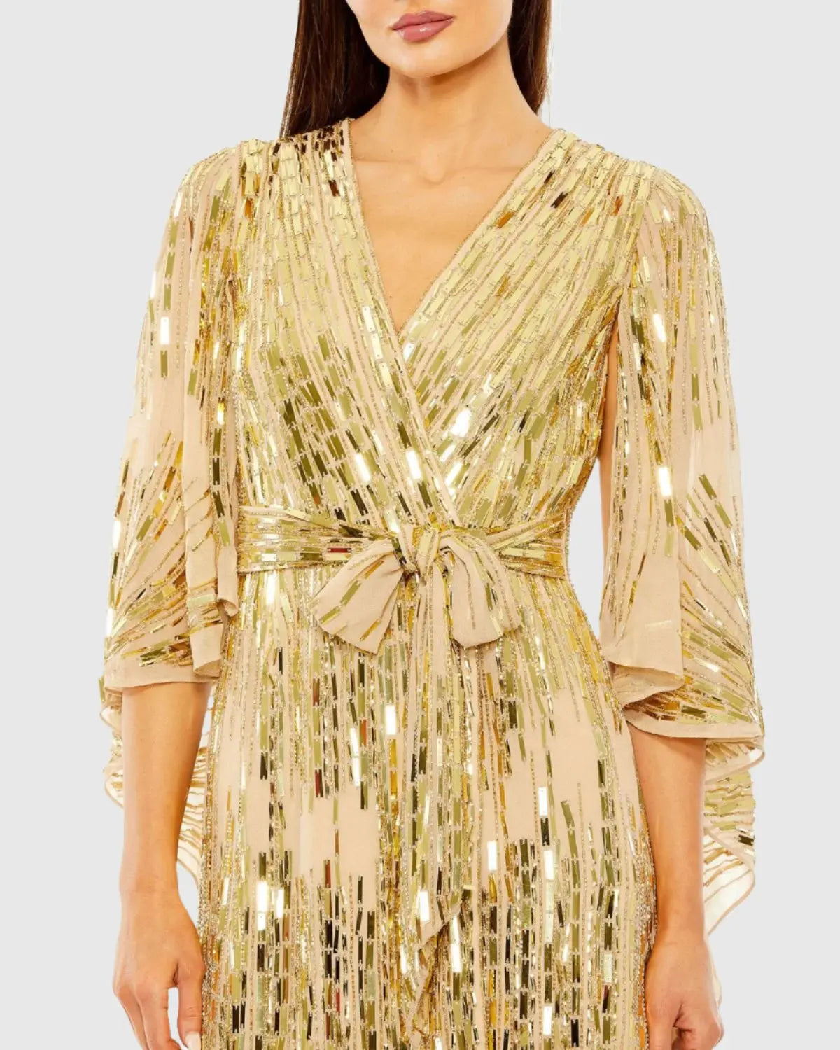 Gold Geometric Sequin Robe Dress