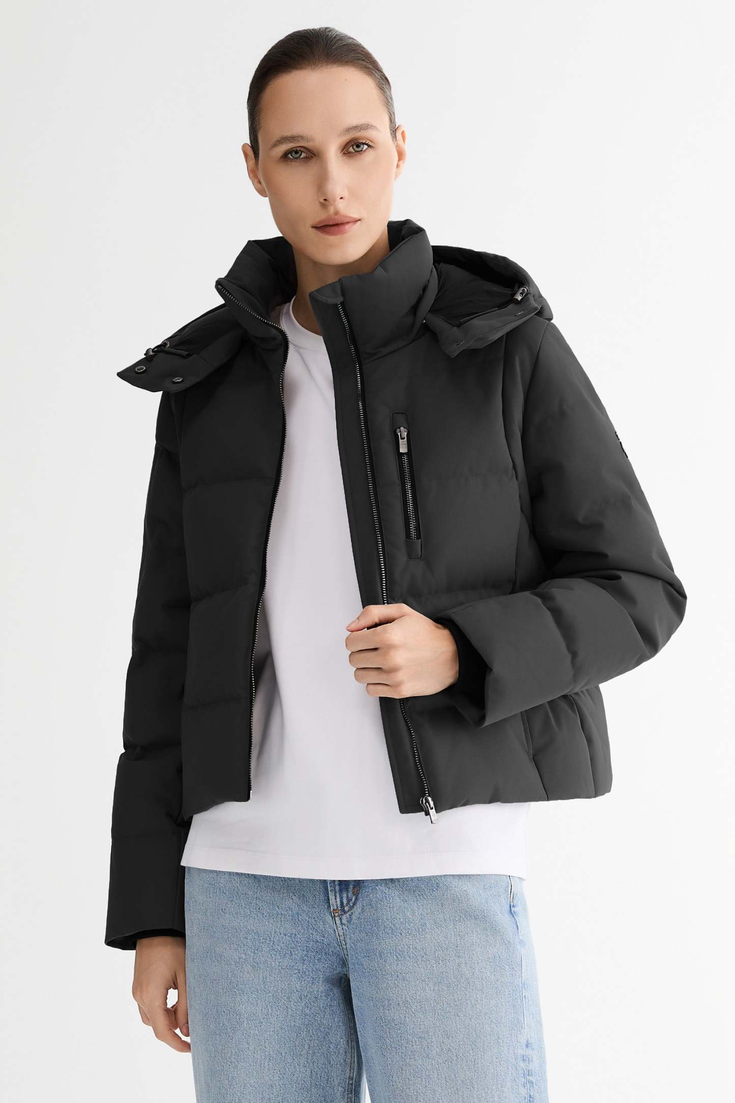 CityForm Short Detachable Hood Down Jacket
