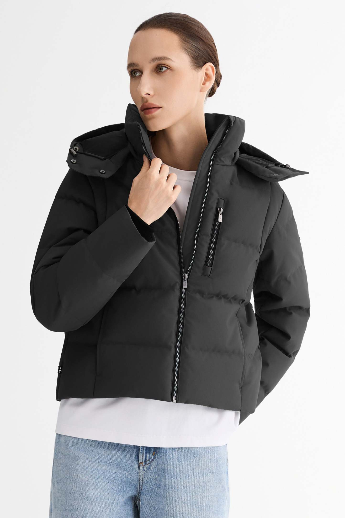 CityForm Short Detachable Hood Down Jacket