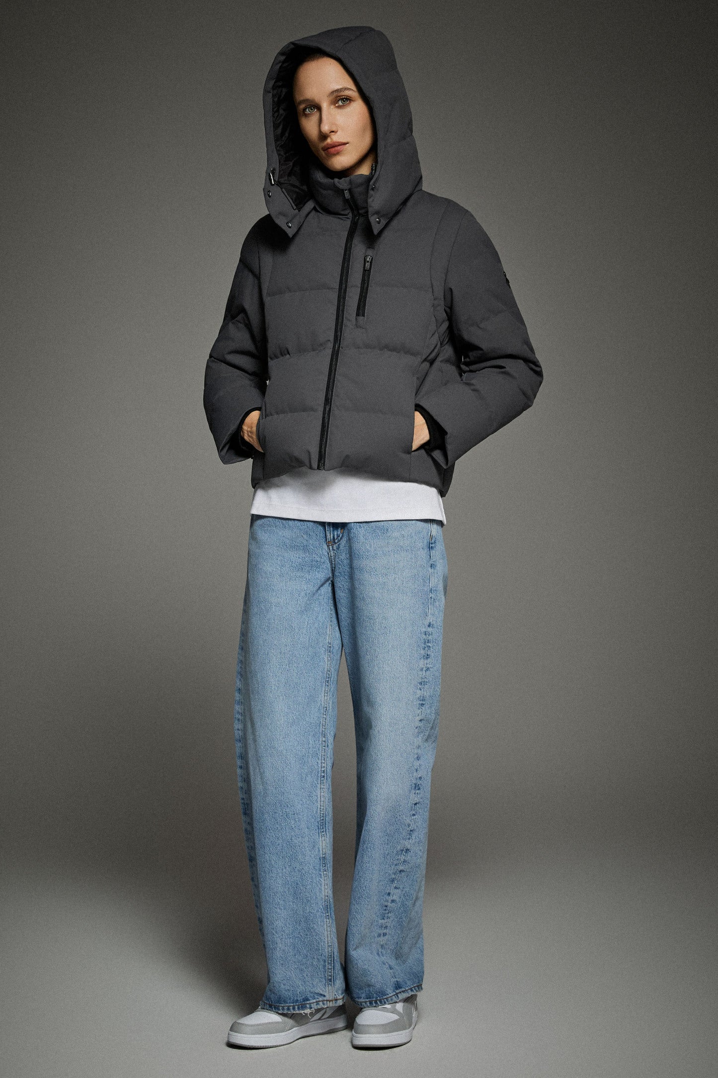 CityForm Short Detachable Hood Down Jacket