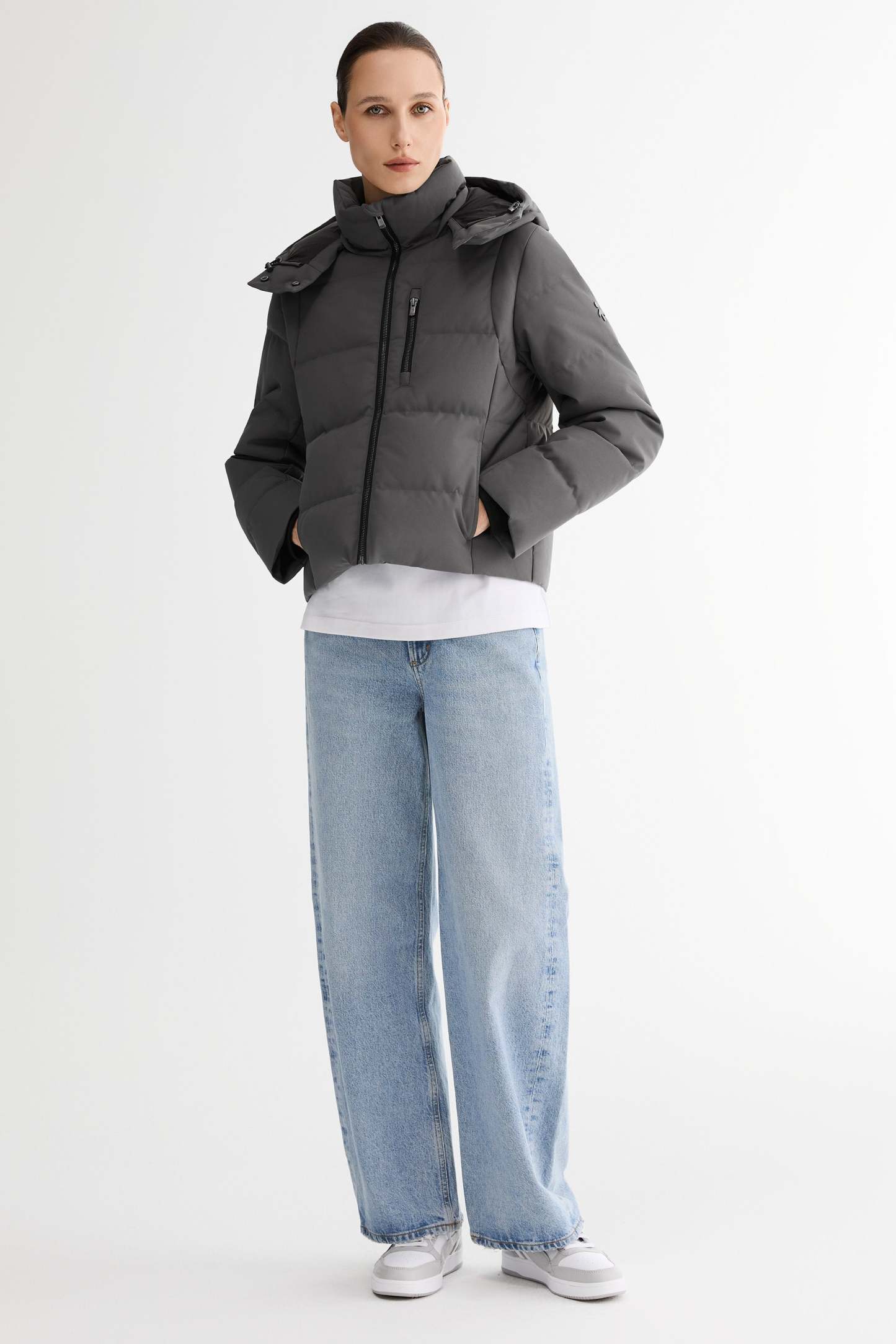 CityForm Short Detachable Hood Down Jacket