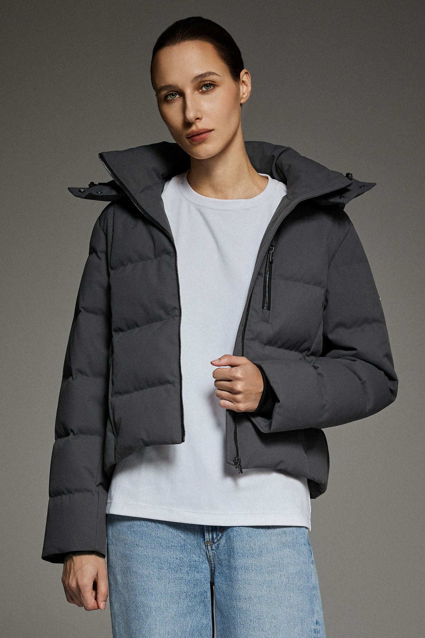 CityForm Short Detachable Hood Down Jacket